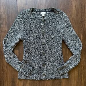 L.L.Bean Women’s Marled Cotton Button Front Cardigan Sweater M Petite